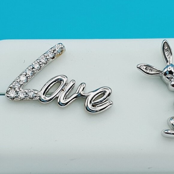 925 Sterling Silver CZ Beautiful Love Earrings for Women  \